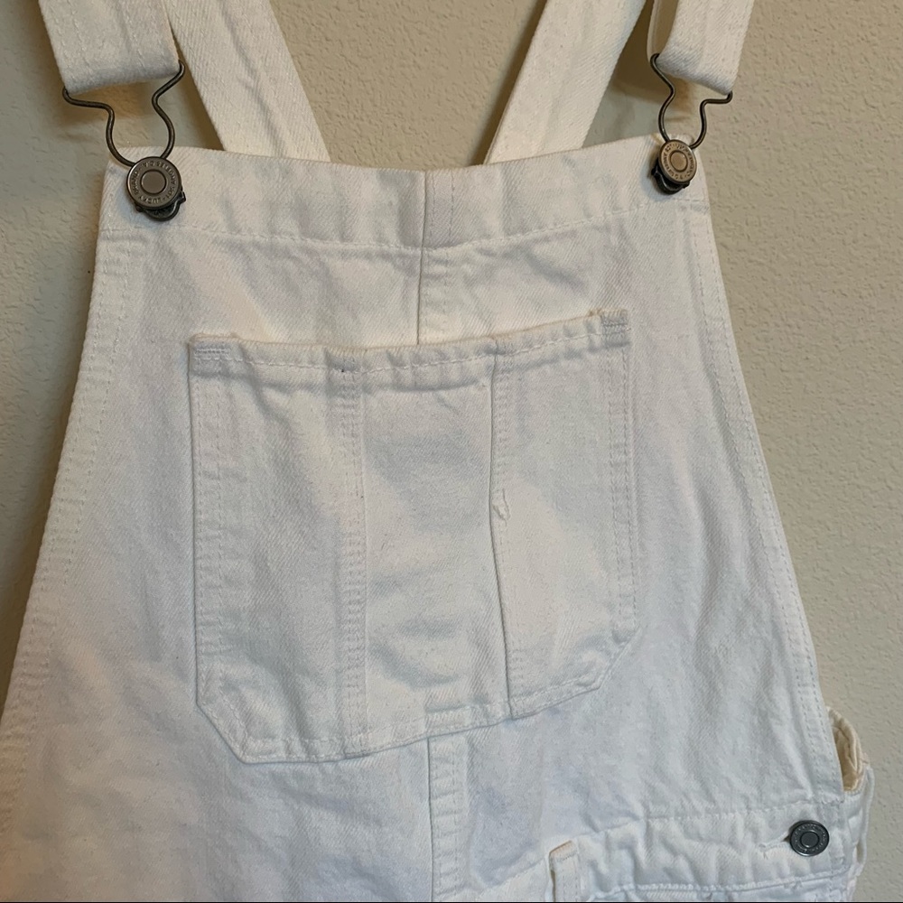 NWT Lucky Brand White Denim Shortalls (Short Overalls) - Size M - Picture 2 of 11